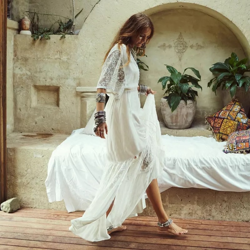 Zilara Boho Cotton Lace Maxi Dress - Picture 3 of 7